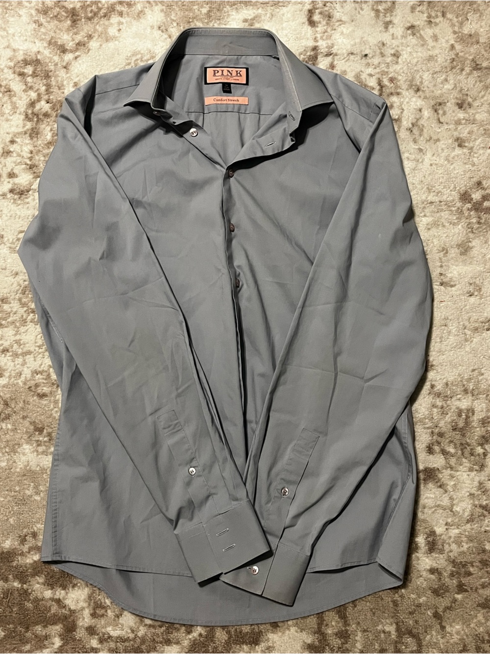 Thomas Pink Jermyn St Men's Dress Shirt 16 34/35 Grey Comfort Stretch Button Up